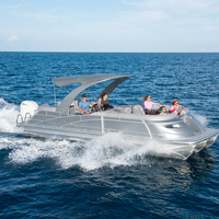 Bateau à ponton en aluminium de qualité marine Allhouse de 23 pieds, bateau à ponton de 23 pieds pour la pêche en eau salée, ensemble combiné avec moteur inclus