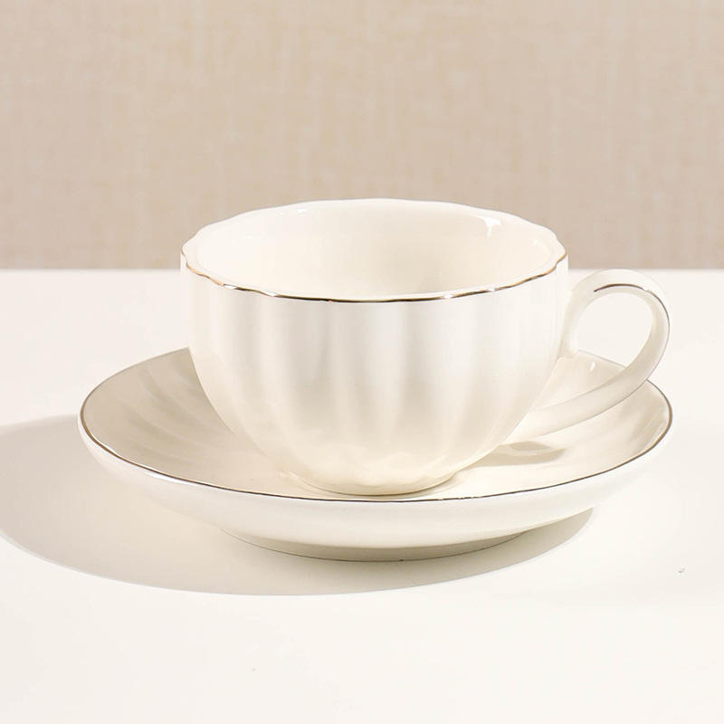 Pumpkin white single cup and saucer