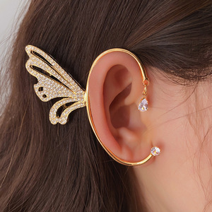 Pendientes no perforados para mujer, joyería, pendiente de aleación, <span class=keywords><strong>Micro</strong></span> pavé, diamantes de imitación, cristal, mariposa, Clip para oreja - Product Image 5