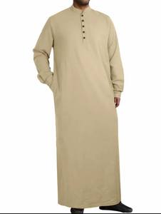 Túnica Musulmana para <span class=keywords><strong>Hombre</strong></span> 2025, Abaya de Algodón, Manga Larga, Color Sólido, Estilo Islámico Informal, Camisa Tipo Túnica, Ropa Árabe de Dubái - Product Image 5