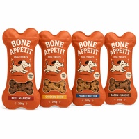 Bolsa de plástico personalizada con forma de hueso para golosinas de perro, con ventana, cierre resellable, tipo stand-up, troquelada, para envasado de alimentos para mascotas Happy Dog