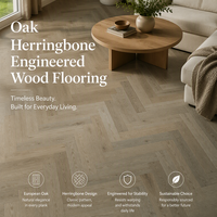 Lantai Kayu Rekayasa Motif Herringbone Oak dengan Veneer 3.0mm dan Kayu Lapis Multilayer untuk Ruang Hunian