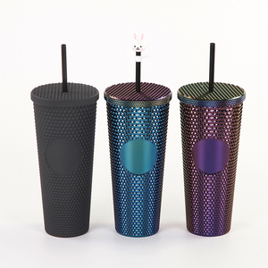 Vaso de Plástico Personalizado de Doble Pared con Diseño de Diamantes, Vaso con Incrustaciones de Diamantes, Libre de BPA, con Pajita - Product Image 6