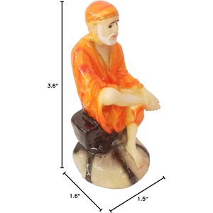 PARIJAT HANDICRAFT 3.6 Inch Resin Shri Shirdi Sai Statue Art Deco Design Handmade Eco-Friendly Home Office Temple <b>Mandir</b> - Product Image 6