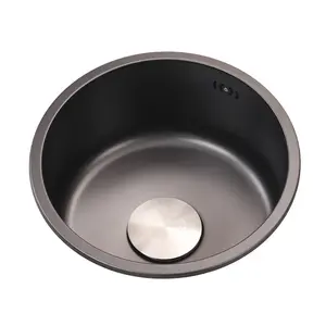 Stainless Steel Brushed Round Kitchen Sink Single Bowl Kitchen Sink Balcony Small Caravan Washbasin Sink