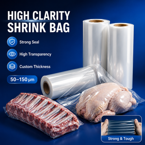 <span class=keywords><strong>Film</strong></span> rétractable transparent pour emballage alimentaire, rouleau de sacs en PA EVOH PE, surface brillante, qualité alimentaire pour volailles et poulets - Vente chaude - Product Image 1