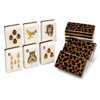 Tuiles de Mahjong en acrylique à quatre couches, dos imprimé léopard, 166 tuiles, motifs Coccinelle et Arbre, vente en gros personnalisée, produit phare