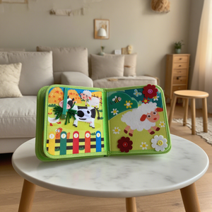 Libro de tablero de aprendizaje educativo de fieltro temprano para niños de 5 a 7 años, herramientas de cognición de animales de granja de árboles frutales para bebés, juguetes educativos - Product Image 6