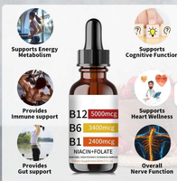 Compléments alimentaires végétaliens en vitamine B12 + B6, complexe B tout-en-un en gouttes liquides pour adultes, soutien immunitaire et énergétique