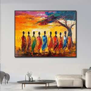 Paleta cuchillo lienzo hecho a mano abstracto 3D paisaje texturizado arte africano pinturas decoración de pared - Product Image 2