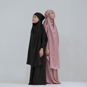 批发迪拜2件套女式头巾连衣裙Abaya穆斯林Khimar Jilbab头顶女孩儿童祈祷Jilbab祈祷Abaya套装 - Product Image 3