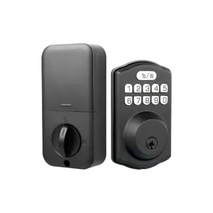 Kunci pintu elektronik kunci elektrik sidik jari, kunci pintu elektronik keamanan tunggal baut tunggal Digital sidik jari dapat disesuaikan nikel hitam