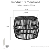 Table basse ronde en rotin au design moderne, table d'appoint en rotin PE résistant aux intempéries pour la décoration du jardin et du balcon