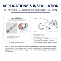 Connecteur circulaire industriel M16 IP68 à verrouillage par vis pour châssis PCB, mâle 8 broches 5A et 100V, pour automatisation industrielle, capteur, PLC, robot