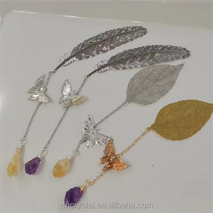 Vente en gros de cristaux et de pierres cristal de guérison <span class=keywords><strong>reiki</strong></span> pierre brute brute personnalisée en métal mignon papillon signets pour <span class=keywords><strong>livre</strong></span> papier - Product Image 2