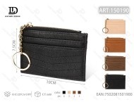 Portacarte con cerniera ricamata 3 in 1 in pelle PU dal design minimalista per contenere carte - Product Image 1