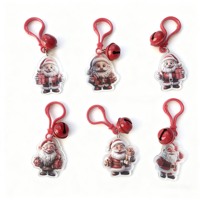 Porte-clés de Noël personnalisés, porte-clés en acrylique transparent imprimés avec des clochettes