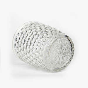 Pot de bougie de bénédiction en verre rond de haute qualité avec motif rhombique décoratif pour la décoration - Product Image 1
