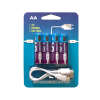 Logo SMARTOOOLS Custom OEM Baterai Lithium AA Isi Ulang 1300mAh Tipe-C Micro USB 1.5V Bersertifikasi CE/FCC 1200 Siklus 2 Tahun