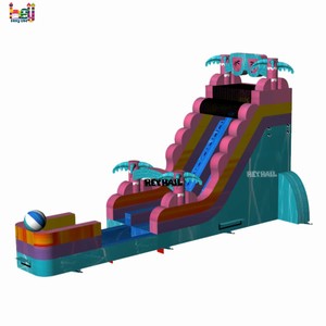 Toboggan aquatique gonflable commercial en PVC de 32 pieds de long, modèle palmier, à une voie, avec impression de logo gratuite, pour <span class=keywords><strong>location</strong></span> événementielle - Product Image 6