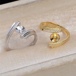 Wenchi S925 Pure <b>Silver</b> Accessory <b>Ring</b> Holder 16914 <b>Cross</b> Shaped Matte Finish Opening 8-10 Pearl <b>Ring</b> Empty Jewelry China - Product Image 2