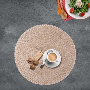 Juego de Posavasos y Alfombrillas de Drenaje para Mesa de Cocina, Ecológico, Certificado, PVC, Tejido de Cáñamo, Cuero Sintético, Diseño Hueco - Product Image 1