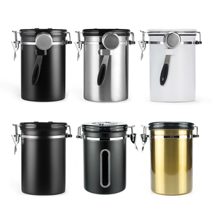 Récipient de stockage de <span class=keywords><strong>café</strong></span> sous vide avec fenêtre transparente, suivi de date, valve d'échappement unidirectionnelle et cuillère doseuse pour grains - Product Image 2