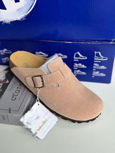 Sandalias Planas de Exterior Personalizadas de Alemania, Mules de Cuero Genuino y Ante para Mujer, Zuecos con Plantilla de Corcho, Pantuflas Sólidas para el Hogar, las Más Vendidas - Product Image 6