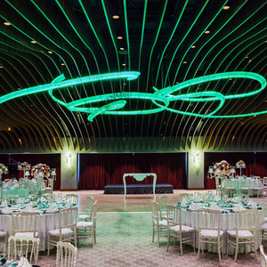 Lustre minimaliste et moderne personnalisé en cristal K9 avec ruban petit plafonnier de luxe pour hôtel restaurant salle de banquet - Product Image 2