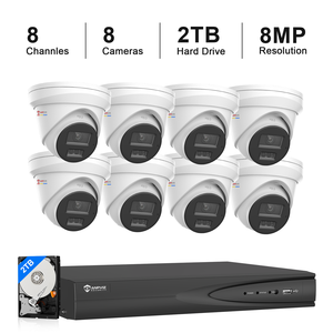 Sistema de Cámara de Seguridad POE para Exteriores de 5MP, 8 Unidades con NVR de 8 Canales, Disco Duro de 2TB, Detección de Personas y Vehículos, Luz Dual Inteligente, Stock en EE. UU. - Product Image 1