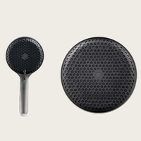Cabezal de Ducha de Panel Grande de 3 Funciones con Diseño de Panal, Boquilla de Goma Suave, Desincrustante, Montaje en Pared, Diseño Moderno y Simple