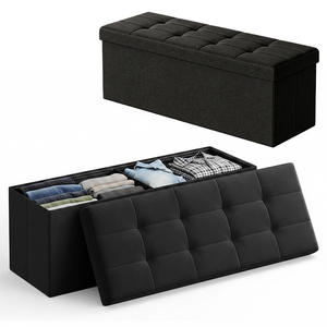 Banco Otomano Plegable Moderno con Almacenamiento para Zapatos y Reposapiés, Ideal para Dormitorio, Sala de Estar y Entrada, en Tela, Envío Rápido desde la UE, Disponible en Polonia - Product Image 1