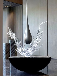 Fontaine d'eau, grande sculpture transparente pour la décoration de hall d'hôtel et de bureau de vente, style de conception sur le thème de l'eau, sans motif - Product Image 2
