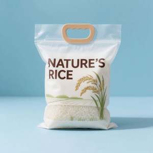 Sacs d'emballage pour riz en PE de qualité alimentaire avec logo personnalisé, fond carré, résistants à l'humidité, imprimés en gravure, 1 kg, 2 kg, 5 kg, 10 kg - Product Image 1