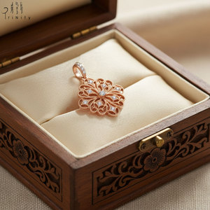 <b>Top</b> Quality Handmade Vintage Design Fine Jewelry Wholesale 18K Solid <b>Rose</b> Gold Natural Diamond Pendant Jewelry For Women's Gift - Product Image 4