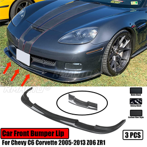 Car Front Bumper Lip for Chevy C6 Corvette 2005-2013 Z06 ZR1 Spoiler <b>Splitter</b> Wide Body Models Carbon Fiber Style Glossy Black - Product Image 1