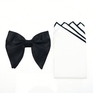 Cuyino Wholesale Mens Oversized 100% Silk Solid <strong>Black</strong> <strong>Bow</strong> <strong>Tie</strong> Solid Color Formal Tuxedo Big Bowtie Vintage Large Bowtie - Product Image 6