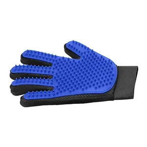 カスタムシリコンペットヘアリムーバーグローブペットグルーミンググローブGuantes de mascotas Deshedding Brush Glove with 260 Grooming Tips