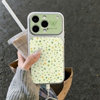 Nouvelle Coque de Téléphone Portable en Cuir Vert Fleuri Coque Arrière Blanche Corning pour iPhone 16 12 15 18 17 Air Pro Max