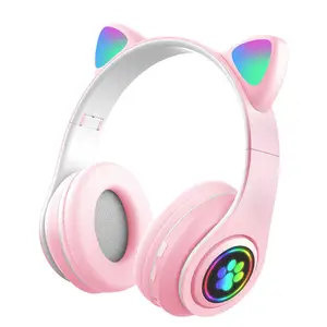 Vendita calda B39 Cute Cat Ear cuffie supporto TF Card Wireless BT Gaming Headset Gamer auricolari