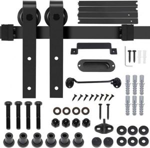 WEKIS - Juego de Herrajes Modernos y Duraderos para Puertas Corredizas de Granero, Acero al Carbono Satinado, Insonorizadas, Capacidad de Carga de 120 kg, 1 Año de Garantía - Product Image 2