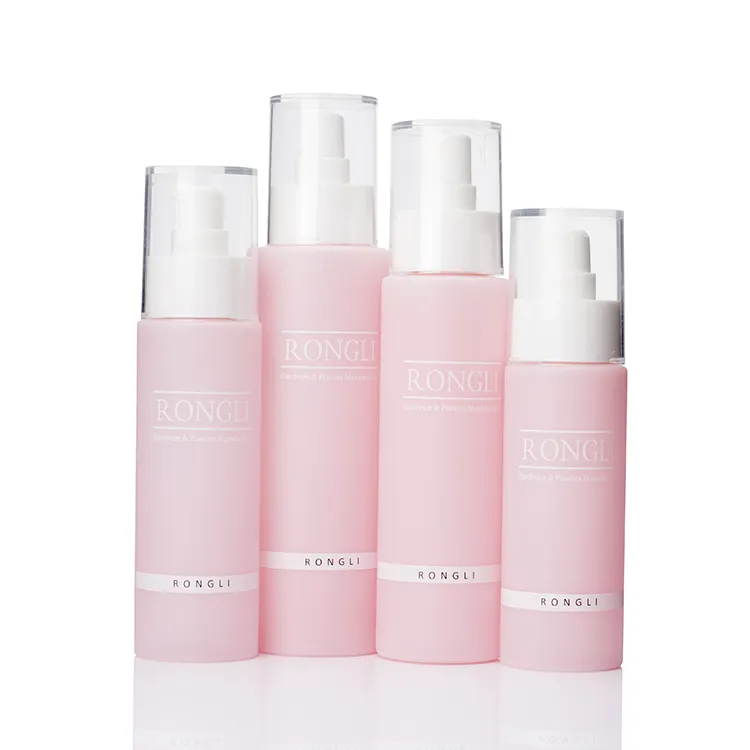 ピンク50-150mlプラスチック化粧品包装高品質ローションクリーム空の詰め替え可能なボトルポンプ付きハイエンド原料ローズ