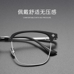 Monturas de Gafas Retro de Media Montura 5531, Cuadradas, de Titanio Puro, Ligeras, para Hombre, Diseño Clásico - Product Image 5