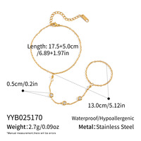 Bijoux pour femmes, tendance américaine, mode haut de gamme, zircon blanc, acier inoxydable, plaqué or 18 carats, chaîne de doigt élégante