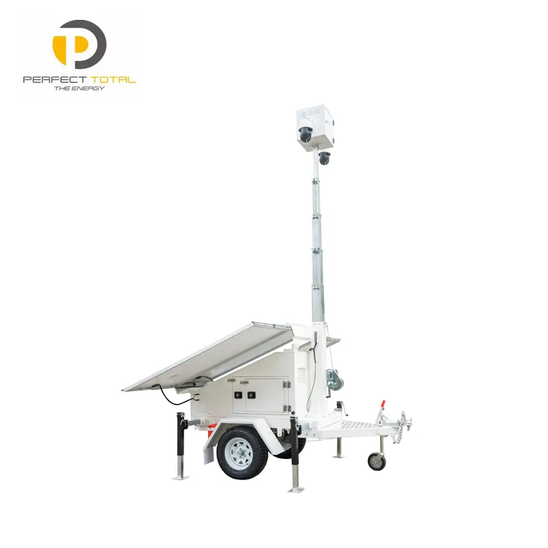 Mobile Surveillance System Outdoor Wireless CCTV Camera Trailer