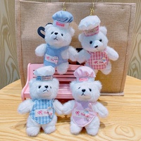 En gros, Porte-clés en peluche ours chef mignon, poupée en peluche Teddy, pendentif animal de dessin animé, ornement de sac, joli cadeau