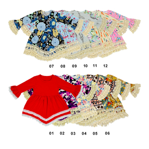 Robe en dentelle pour bébé fille, vêtements décontractés pour nouveau-né, personnalisation par impression numérique, manches bouffantes, décoration à pompons - Product Image 1