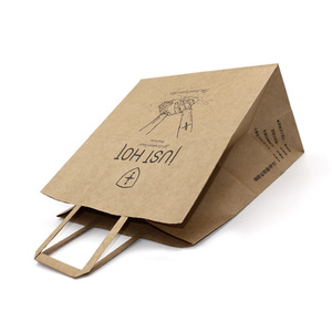 Whole Twist Handle Stand up <b>Hand</b> <b>Made</b> Handle Sewn Kraft <b>Paper</b> Bag - Product Image 2