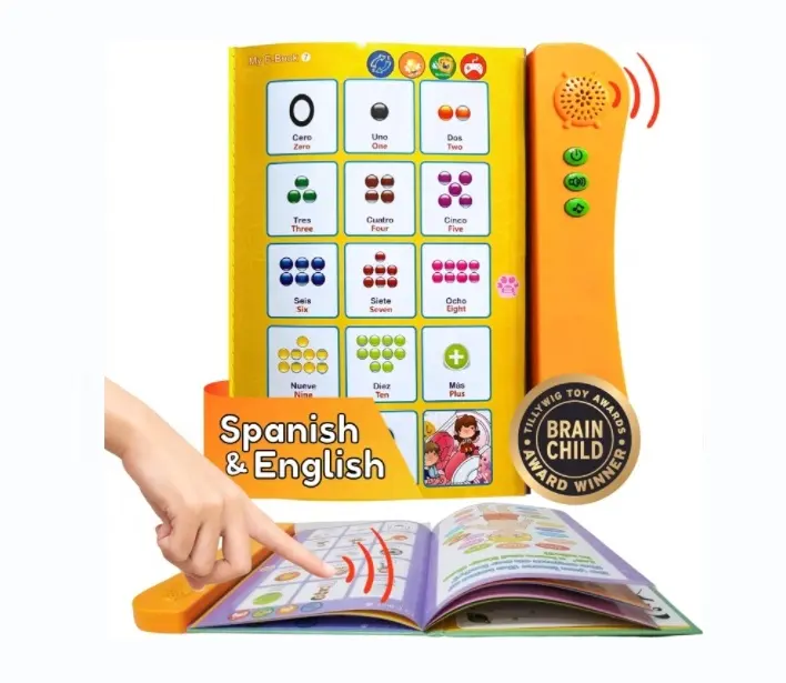 3-6 वर्ष की आयु के बच्चों के लिए द्विभाषी इलेक्ट्रॉनिक ऑडियो पुस्तकें स्पैनिश अंग्रेजी बोलने वाली शैक्षिक शिक्षण मशीनें खिलौना