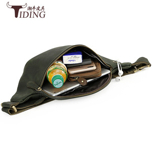 Riñonera de Cuero Genuino para Hombre Tiding, Color Verde Crazy Horse, Duradera, Informal, para Exteriores - Product Image 3